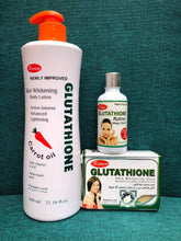 Glutathione Super Lightening 500ml Lotion With Carrot Oil Set: Serum,Soap,Lotion - Afro Body Glow